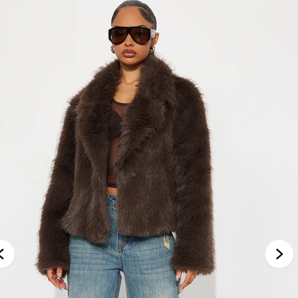 Fashion Nova Dark Brown Teddy Jacket